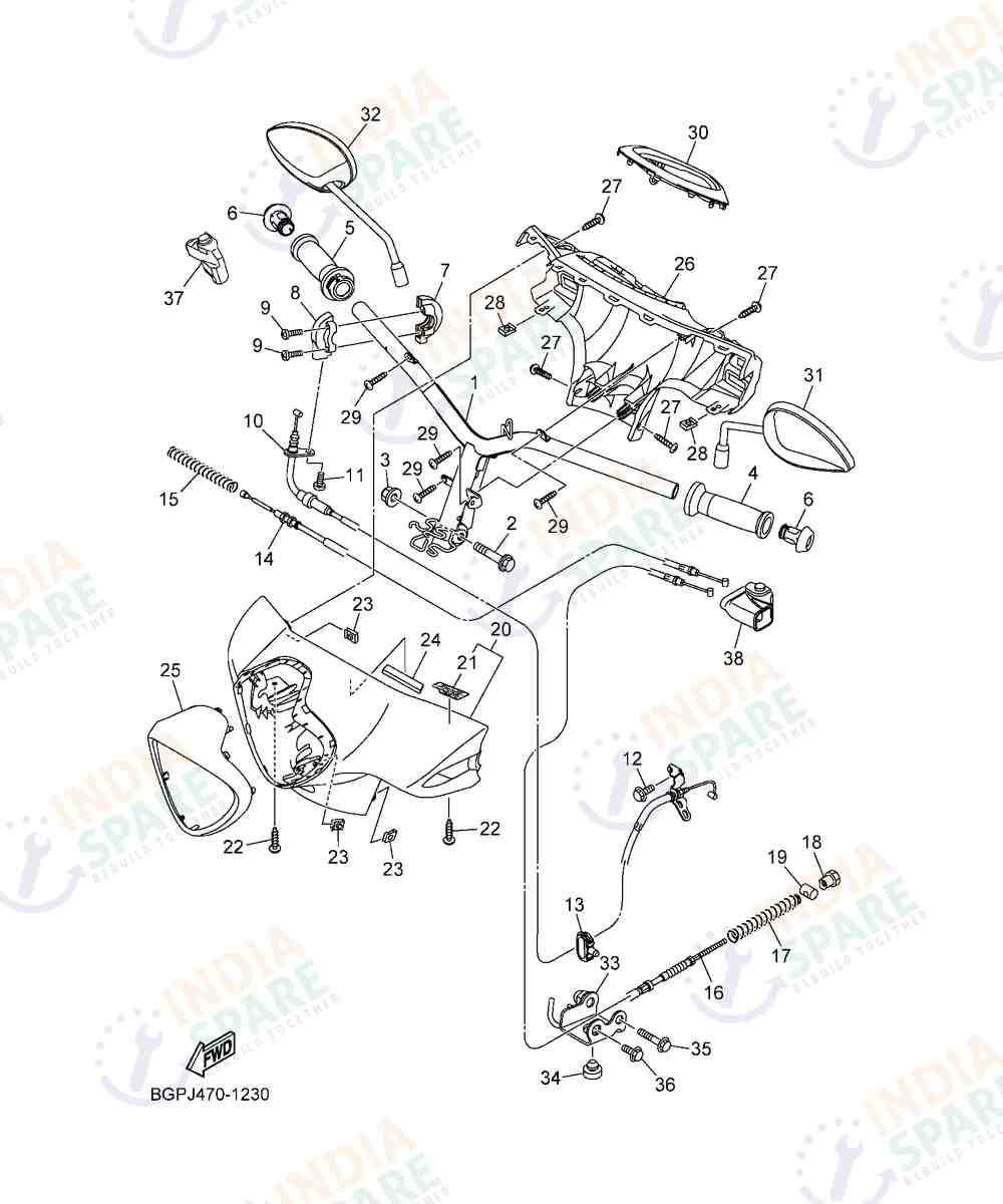 YAMAHA BGPL FASCINO 125CC DISK Series STEERING HANDLE & CABLE